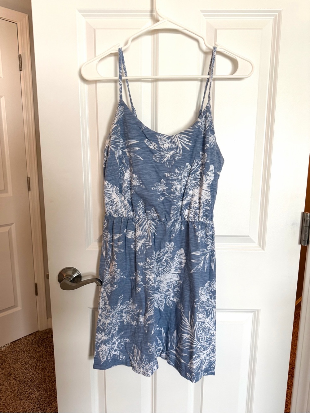 Old Navy Blue Floral Mini Dress with White Print | Size Small